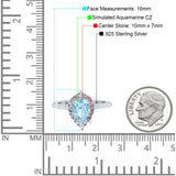 Teardrop Pear Art Deco Wedding Ring Simulated Cubic Zirconia 925 Sterling Silver