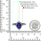 Teardrop Pear Art Deco Wedding Ring Simulated Cubic Zirconia 925 Sterling Silver