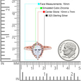 Teardrop Pear Art Deco Wedding Ring Simulated Cubic Zirconia 925 Sterling Silver