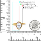 Teardrop Pear Art Deco Wedding Ring Simulated Cubic Zirconia 925 Sterling Silver