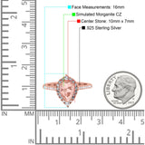 Teardrop Pear Art Deco Wedding Ring Simulated Cubic Zirconia 925 Sterling Silver