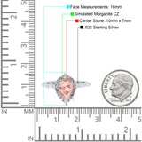 Teardrop Pear Art Deco Wedding Ring Simulated Cubic Zirconia 925 Sterling Silver