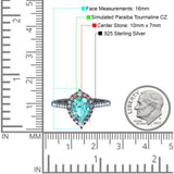 Teardrop Pear Art Deco Wedding Ring Simulated Cubic Zirconia 925 Sterling Silver