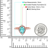 Teardrop Pear Art Deco Wedding Ring Simulated Cubic Zirconia 925 Sterling Silver