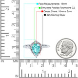 Teardrop Pear Art Deco Wedding Ring Simulated Cubic Zirconia 925 Sterling Silver