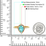 Teardrop Pear Art Deco Wedding Ring Simulated Cubic Zirconia 925 Sterling Silver