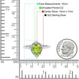 Teardrop Pear Art Deco Wedding Ring Simulated Cubic Zirconia 925 Sterling Silver