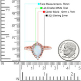 Teardrop Pear Art Deco Wedding Ring Simulated Cubic Zirconia 925 Sterling Silver