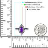 Halo Marquise Art Deco Wedding Ring Simulated Cubic Zirconia 925 Sterling Silver