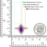 Halo Marquise Art Deco Wedding Ring Simulated Cubic Zirconia 925 Sterling Silver