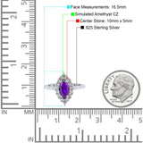 Halo Marquise Art Deco Wedding Ring Simulated Cubic Zirconia 925 Sterling Silver