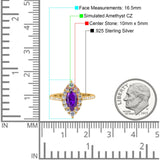 Halo Marquise Art Deco Wedding Ring Simulated Cubic Zirconia 925 Sterling Silver