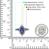 Halo Marquise Art Deco Wedding Ring Simulated Cubic Zirconia 925 Sterling Silver