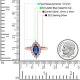 Halo Marquise Art Deco Wedding Ring Simulated Cubic Zirconia 925 Sterling Silver