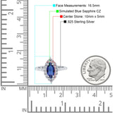 Halo Marquise Art Deco Wedding Ring Simulated Cubic Zirconia 925 Sterling Silver