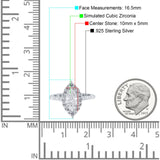 Halo Marquise Art Deco Wedding Ring Simulated Cubic Zirconia 925 Sterling Silver