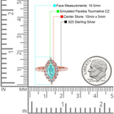 Halo Marquise Art Deco Wedding Ring Simulated Cubic Zirconia 925 Sterling Silver