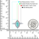 Halo Marquise Art Deco Wedding Ring Simulated Cubic Zirconia 925 Sterling Silver