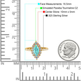 Halo Marquise Art Deco Wedding Ring Simulated Cubic Zirconia 925 Sterling Silver