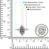 Halo Marquise Art Deco Wedding Ring Simulated Cubic Zirconia 925 Sterling Silver