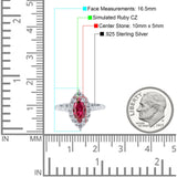 Halo Marquise Art Deco Wedding Ring Simulated Cubic Zirconia 925 Sterling Silver