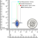 Halo Marquise Art Deco Wedding Ring Simulated Cubic Zirconia 925 Sterling Silver