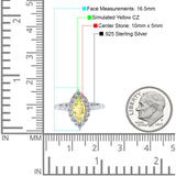 Halo Marquise Art Deco Wedding Ring Simulated Cubic Zirconia 925 Sterling Silver