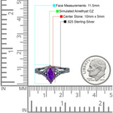 Marquise Art Deco Wedding Bridal Ring Simulated Cubic Zirconia 925 Sterling Silver