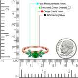 Marquise Wedding Ring Green Emerald Simulated Cubic Zirconia 925 Sterling Silver