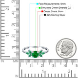 Marquise Wedding Ring Green Emerald Simulated Cubic Zirconia 925 Sterling Silver