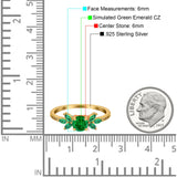 Marquise Wedding Ring Green Emerald Simulated Cubic Zirconia 925 Sterling Silver