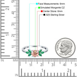 Marquise Wedding Ring Green Emerald Simulated Cubic Zirconia 925 Sterling Silver