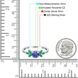Marquise Wedding Ring Green Emerald Simulated Cubic Zirconia 925 Sterling Silver