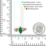 Infinity Twist Green Simulated Emerald Marquise Wedding Ring Simulated Cubic Zirconia 925 Sterling Silver