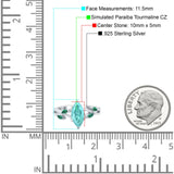 Infinity Twist Green Simulated Emerald Marquise Wedding Ring Simulated Cubic Zirconia 925 Sterling Silver