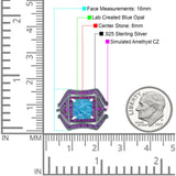 Three Piece Ring Band Flower Art Deco Princess Cut Wedding Bridal Ring Round Amethyst Simulated Cubic Zirconia 925 Sterling Silver