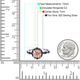 Flower Art Deco Engagement Ring Round Amethyst Simulated Cubic Zirconia 925 Sterling Silver