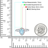 Teardrop Pear Art Deco Wedding Bridal Engagement Ring Round Simulated Cubic Zirconia 925 Sterling Silver