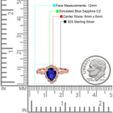 Teardrop Pear Art Deco Wedding Bridal Engagement Ring Round Simulated Cubic Zirconia 925 Sterling Silver