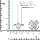 Teardrop Pear Art Deco Wedding Bridal Engagement Ring Round Simulated Cubic Zirconia 925 Sterling Silver