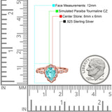 Teardrop Pear Art Deco Wedding Bridal Engagement Ring Round Simulated Cubic Zirconia 925 Sterling Silver