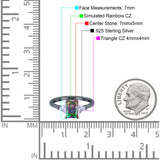 Emerald Cut Art Deco Engagement Ring Simulated Cubic Zirconia 925 Sterling Silver