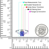 Emerald Cut Art Deco Engagement Ring Simulated Cubic Zirconia 925 Sterling Silver