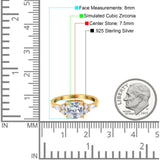 Cushion Cut Marquise Art Deco Wedding Ring Round Simulated Cubic Zirconia 925 Sterling Silver