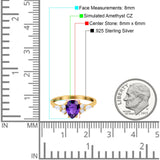 Teardrop Pear Art Deco Wedding Bridal Engagement Ring Round Simulated Cubic Zirconia 925 Sterling Silver