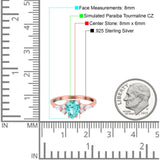 Teardrop Pear Art Deco Wedding Bridal Engagement Ring Round Simulated Cubic Zirconia 925 Sterling Silver