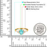 Teardrop Pear Art Deco Wedding Bridal Engagement Ring Round Simulated Cubic Zirconia 925 Sterling Silver