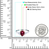 Teardrop Pear Art Deco Wedding Bridal Engagement Ring Round Simulated Cubic Zirconia 925 Sterling Silver