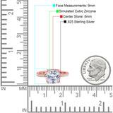 Half Eternity Art Deco Cushion Cut Wedding Engagement Bridal Ring Round Simulated Cubic Zirconia 925 Sterling Silver