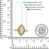 Halo Vintage Style Art Deco Solitaire Accent Marquise Wedding Engagement Ring Round Simulated Cubic Zirconia 925 Sterling Silver